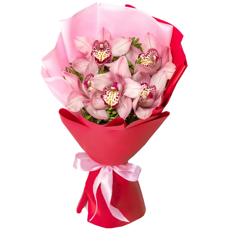 Букет из 5 розовых орхидей