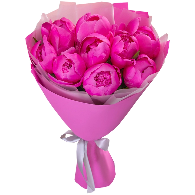 Букет из 9 розовых пионов